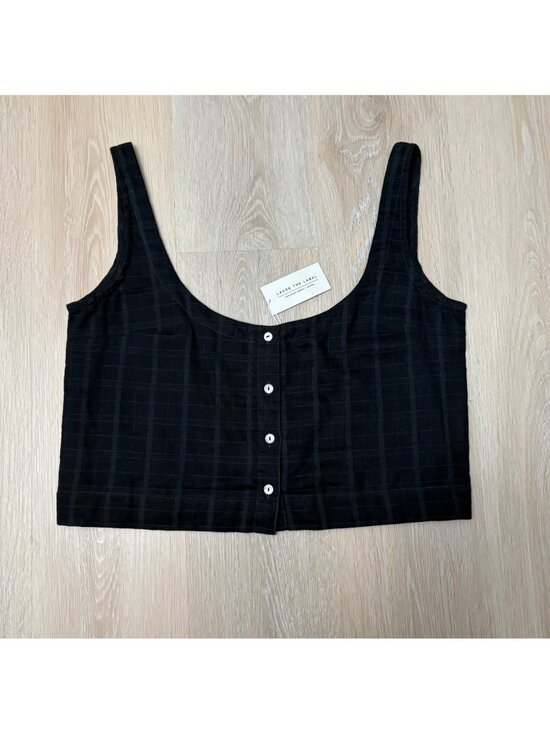 Laude The Label Tops - Black Button-Front Cropped Tank Top